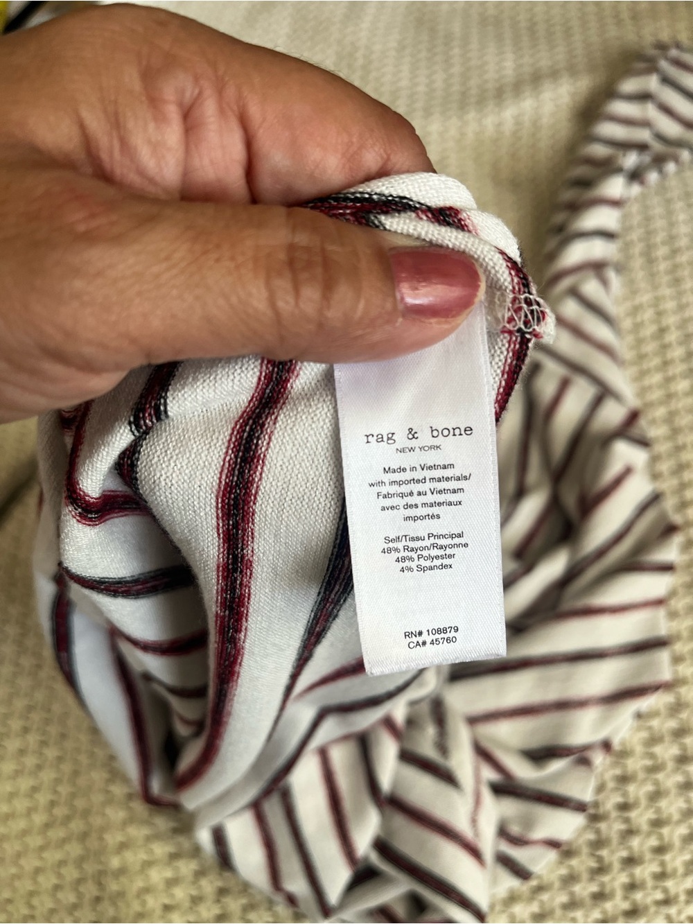 Rag & Bone Women’s Striped Long-Sleeve Tunic White Black Burgundy Comfy Nautical - Picture 9 of 10